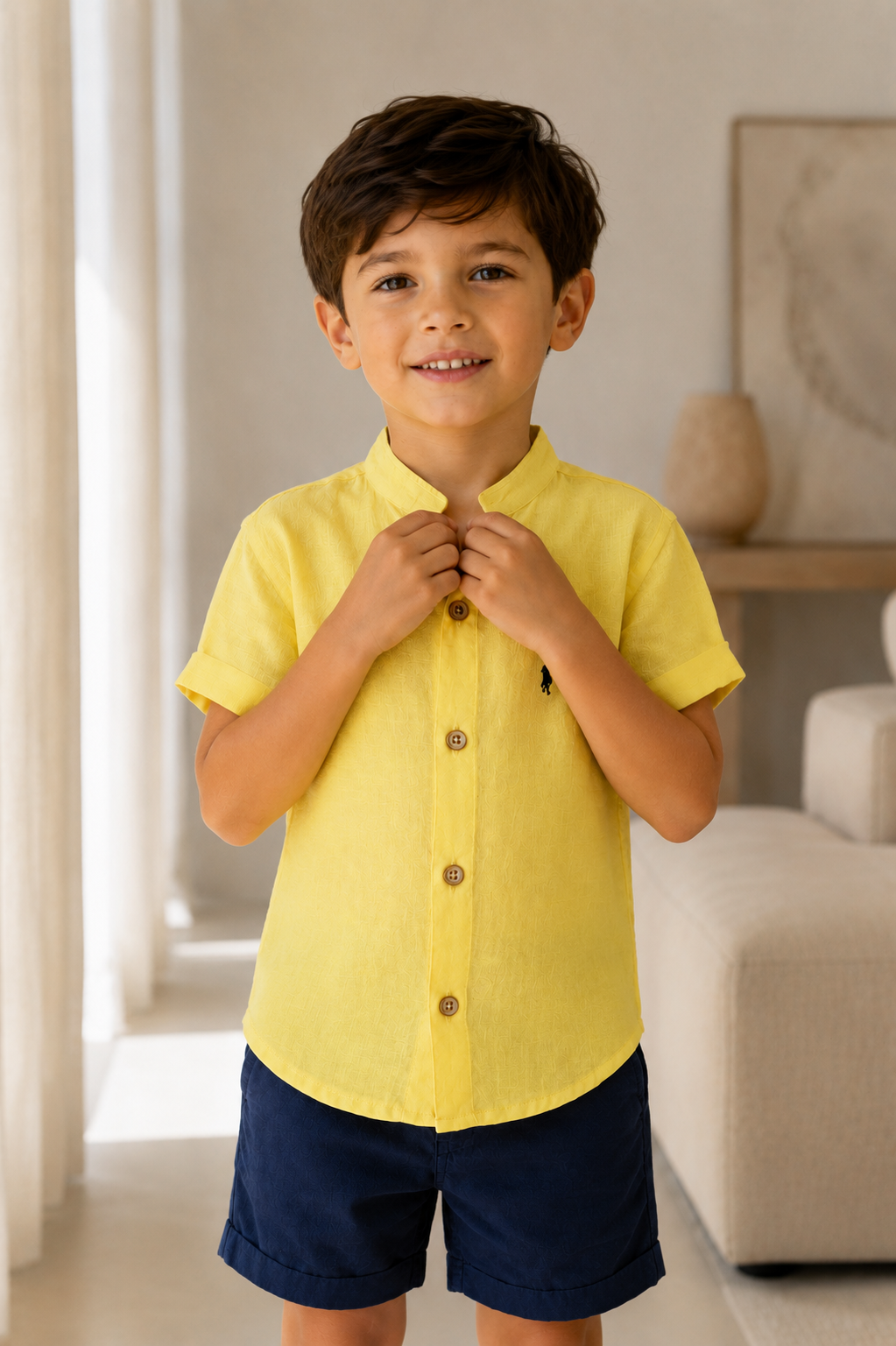 Camisa amarillo pastel - Manga corta