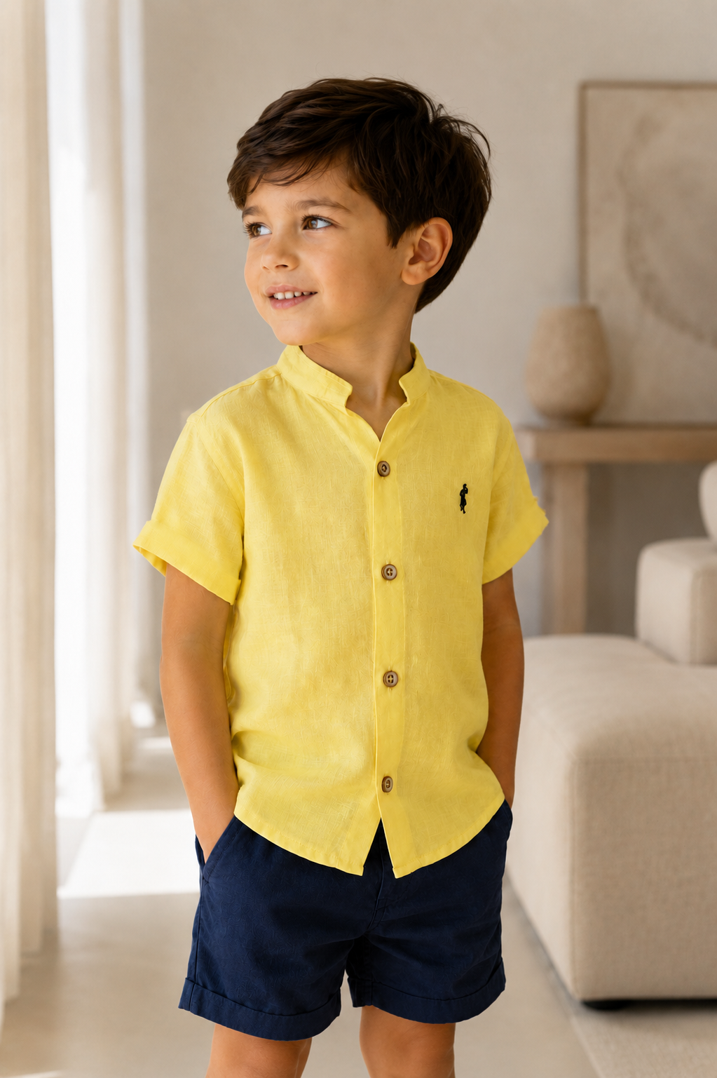 Camisa amarillo pastel - Manga corta
