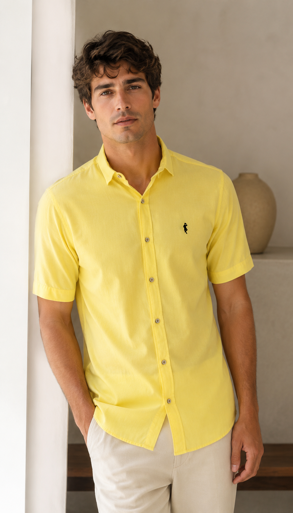 Camisa amarillo pastel - Manga corta