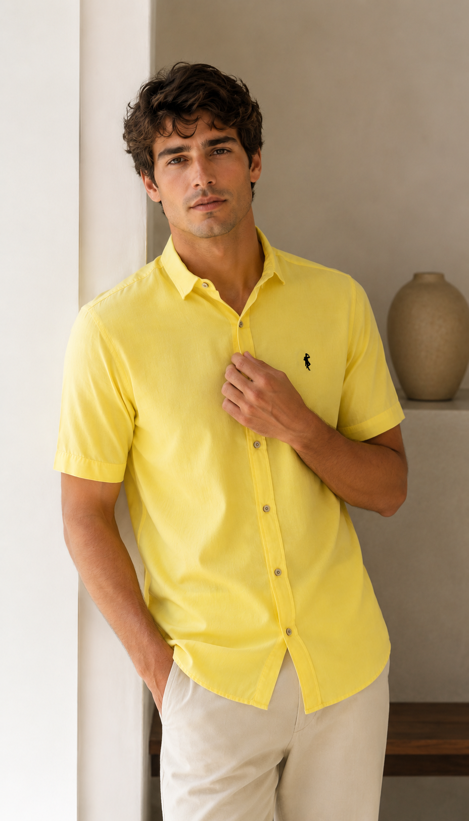 Camisa amarillo pastel - Manga corta