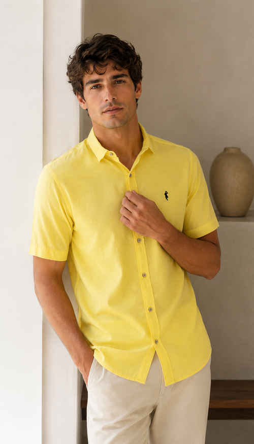 Camisa amarillo pastel - Manga corta