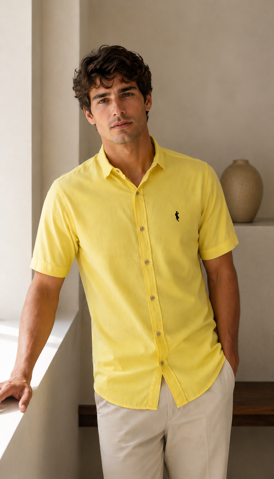 Camisa amarillo pastel - Manga corta