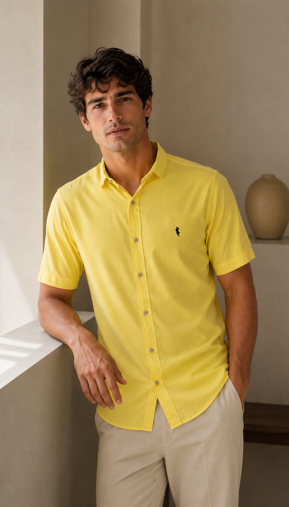 Camisa amarillo pastel - Manga corta
