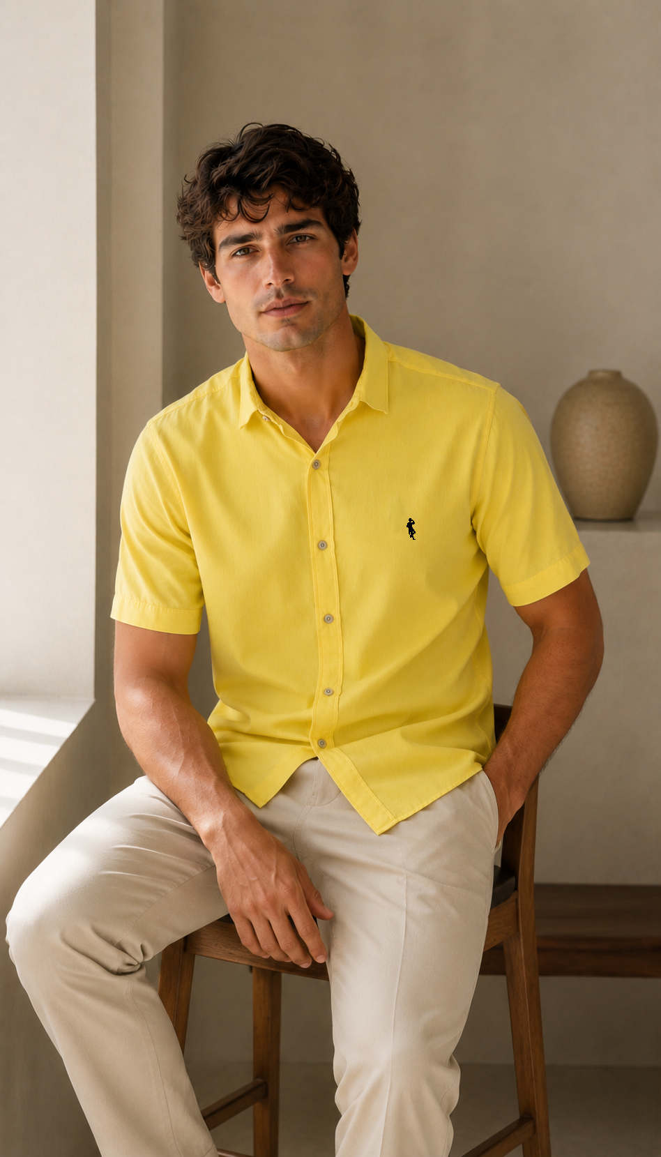 Camisa amarillo pastel - Manga corta