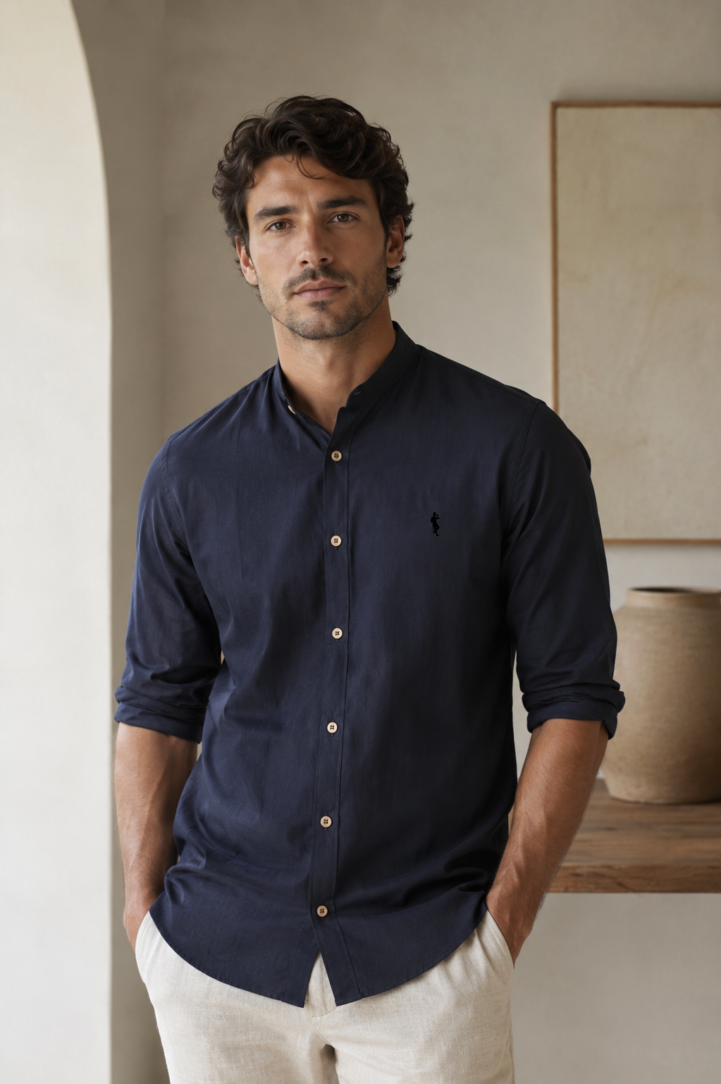 Camisa Azul Oscuro - Manga larga