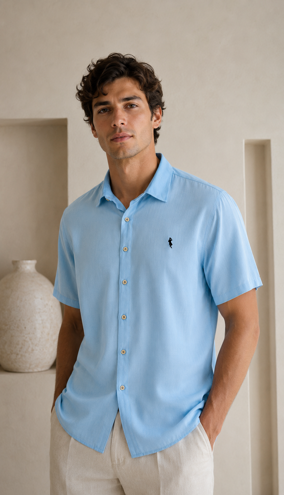 Camisa azul cielo - Manga corta