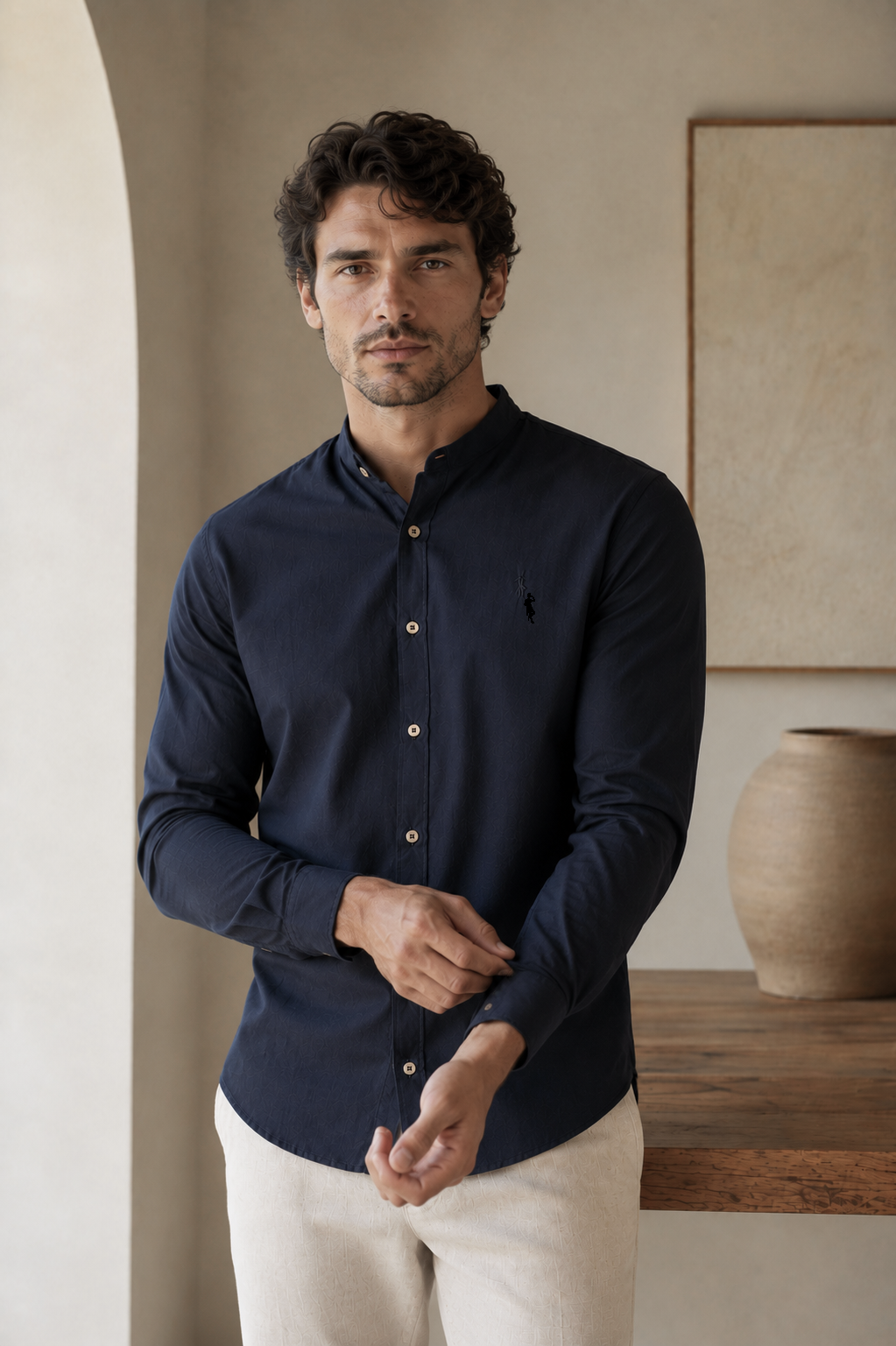 Camisa Azul Oscuro - Manga larga
