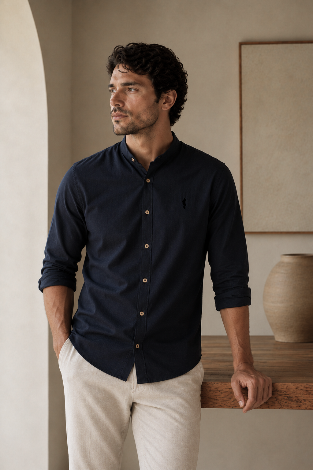 Camisa Azul Oscuro - Manga larga