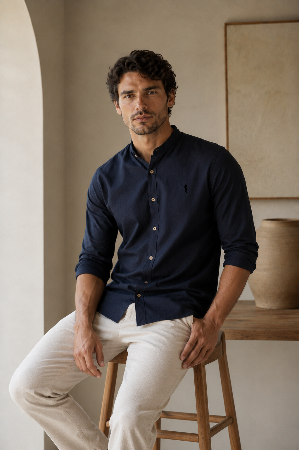 Camisa Azul Oscuro - Manga larga