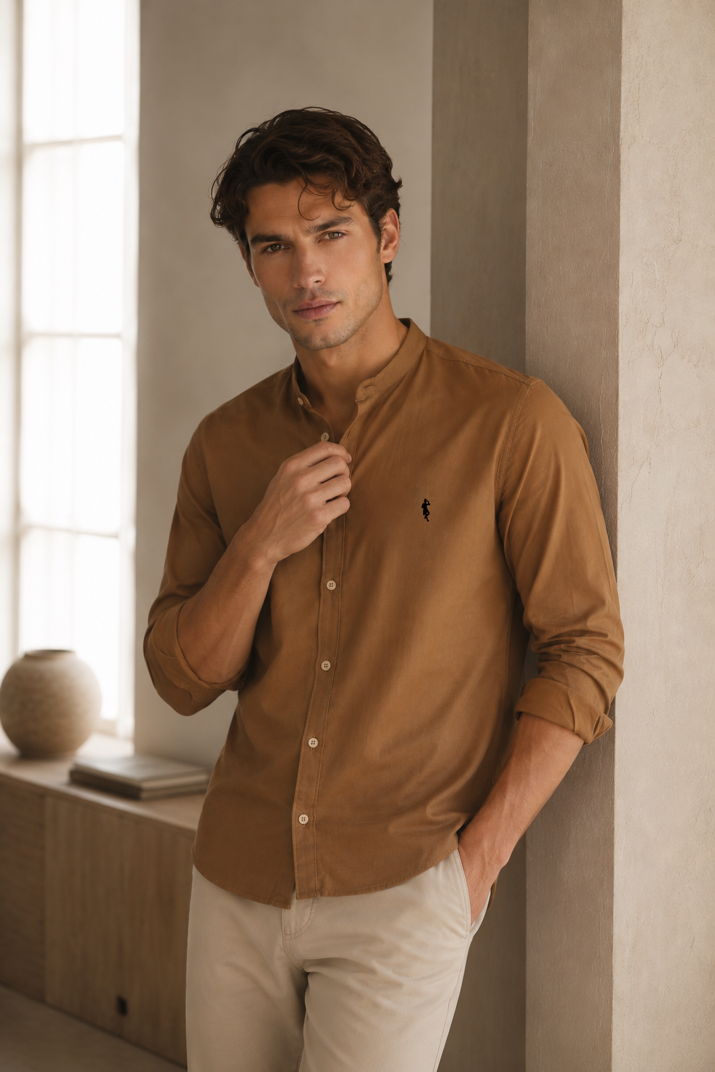 Camisa Camel - Manga Largar
