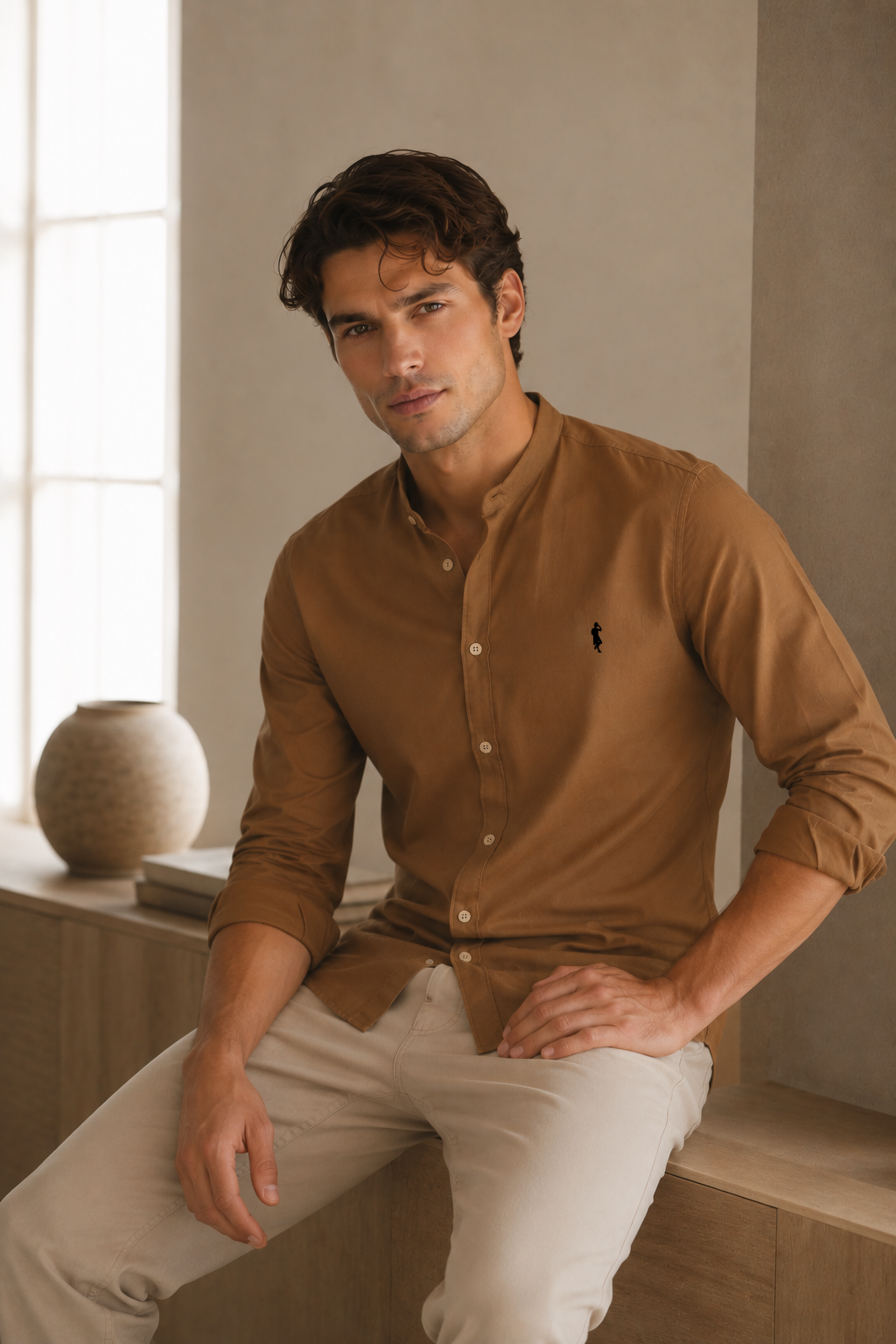 Camisa Camel - Manga Largar
