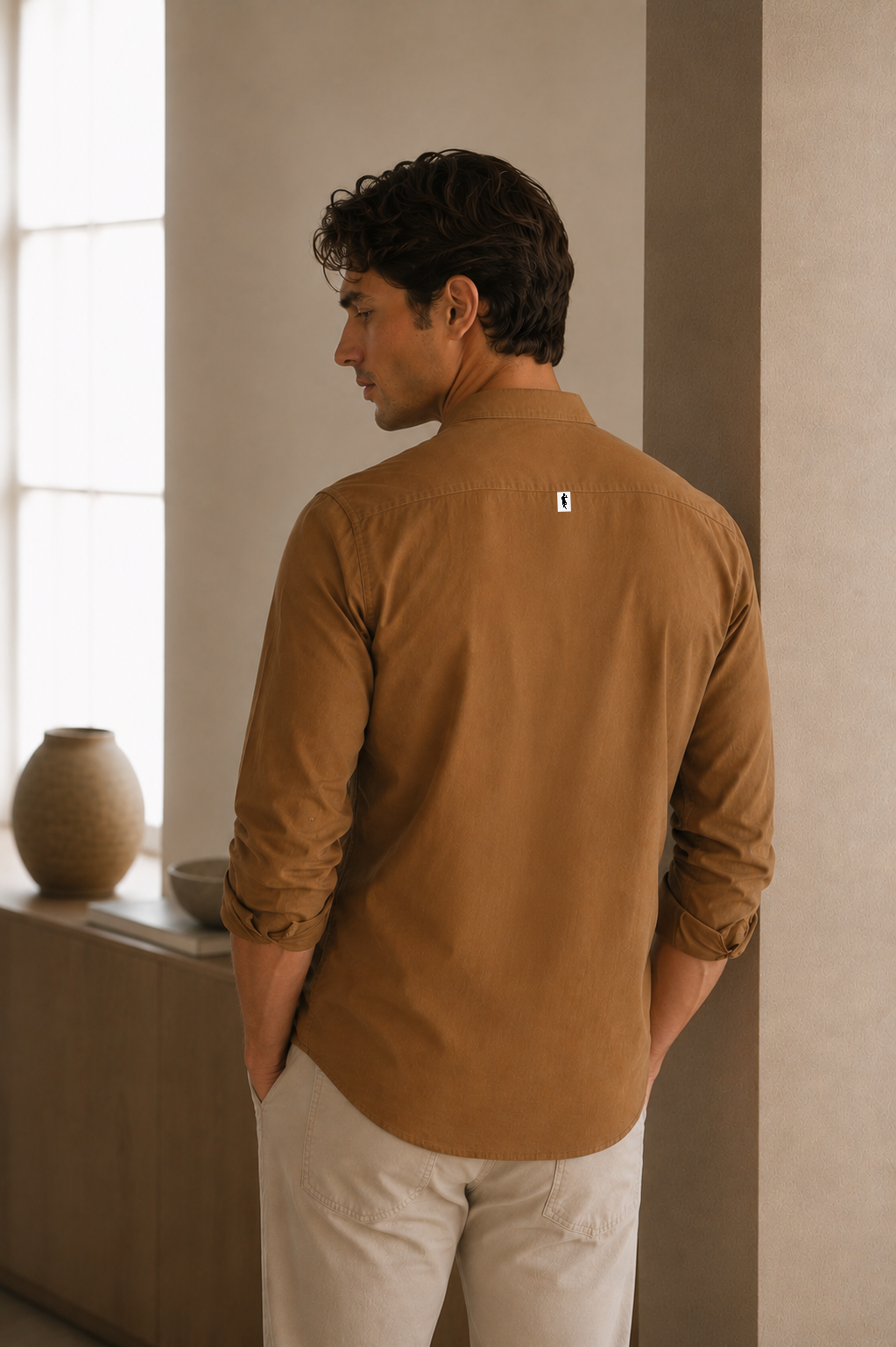 Camisa Camel - Manga Largar