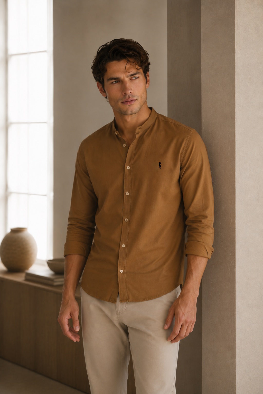 Camisa Camel - Manga Largar