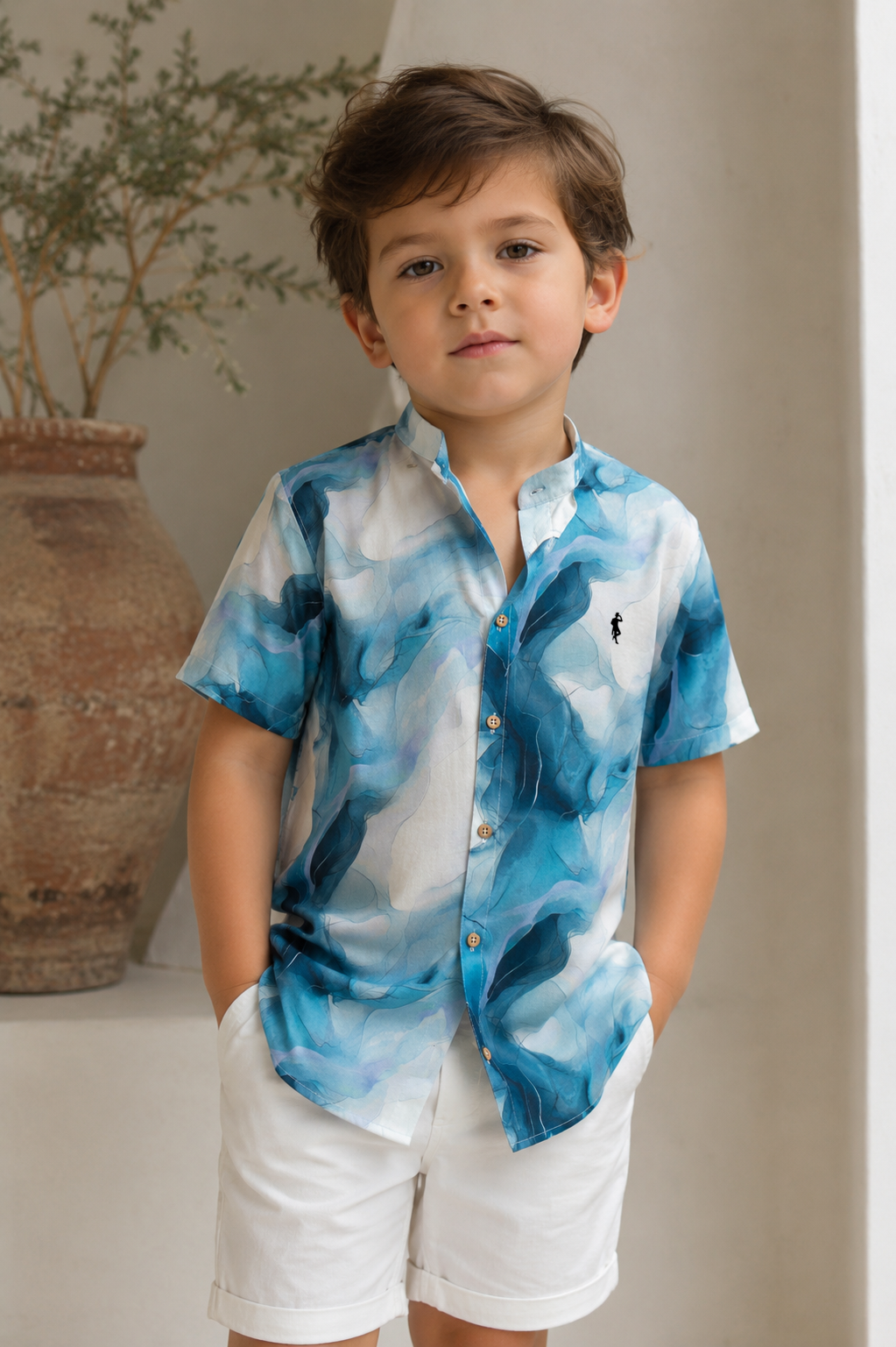 Camisa niño ultra moda - Acuarela Azul