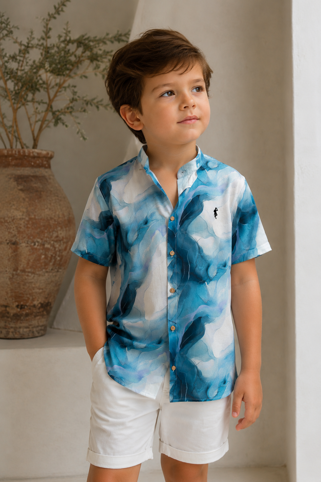 Camisa niño ultra moda - Acuarela Azul