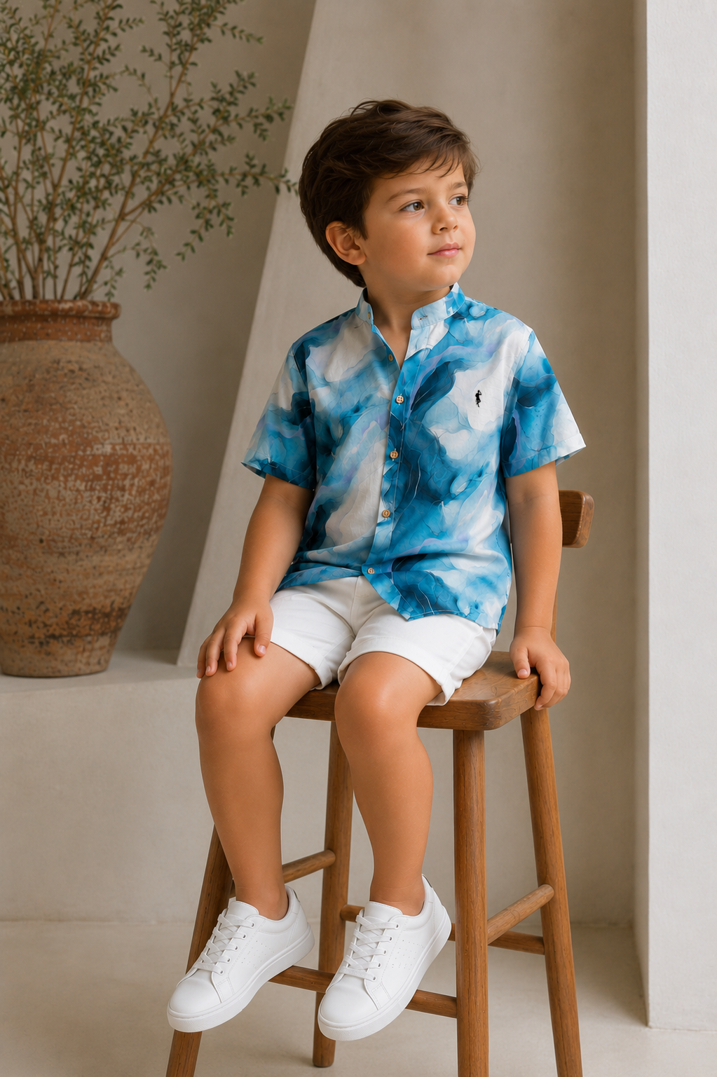 Camisa niño ultra moda - Acuarela Azul