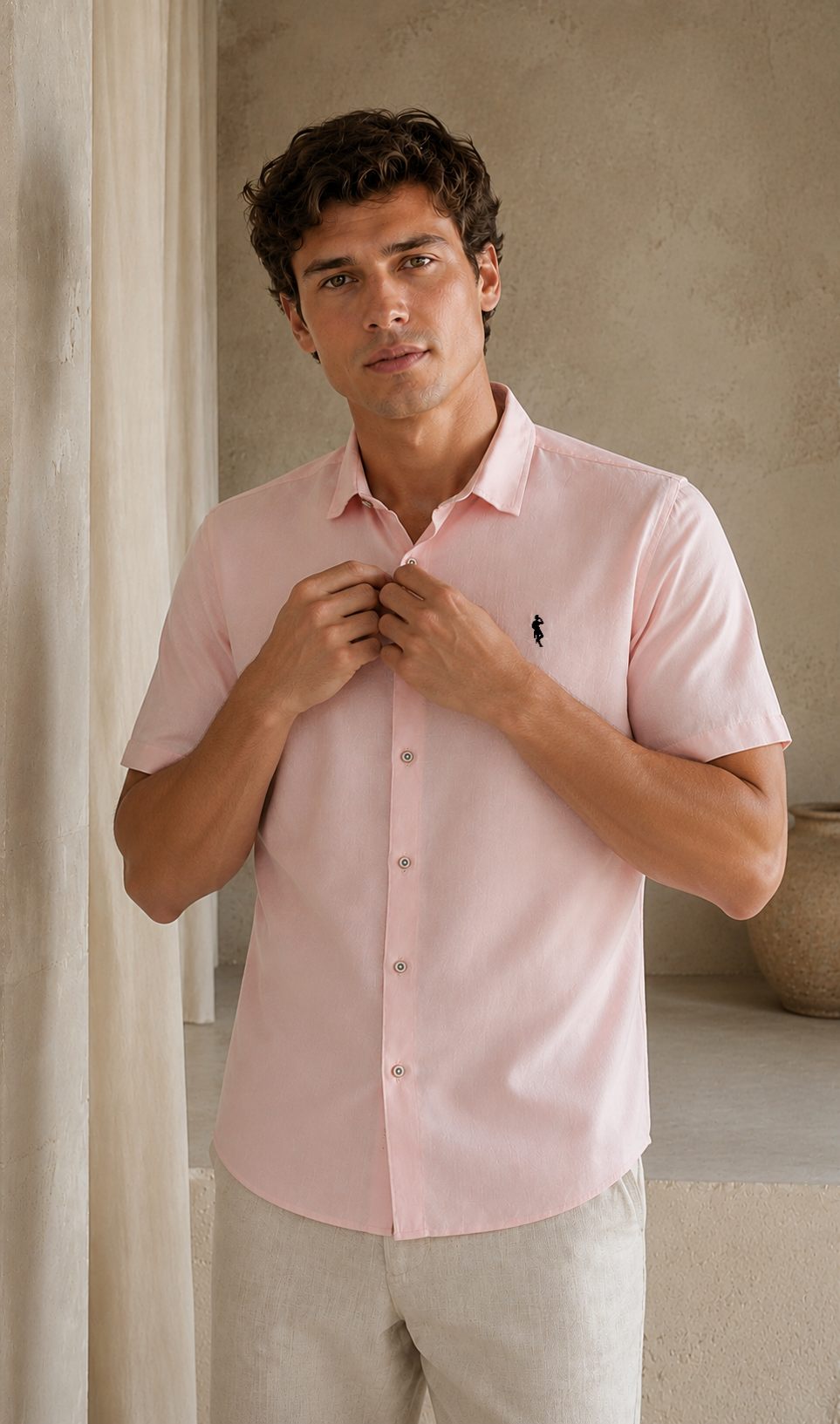 Camisa palo de rosa - Manga corta