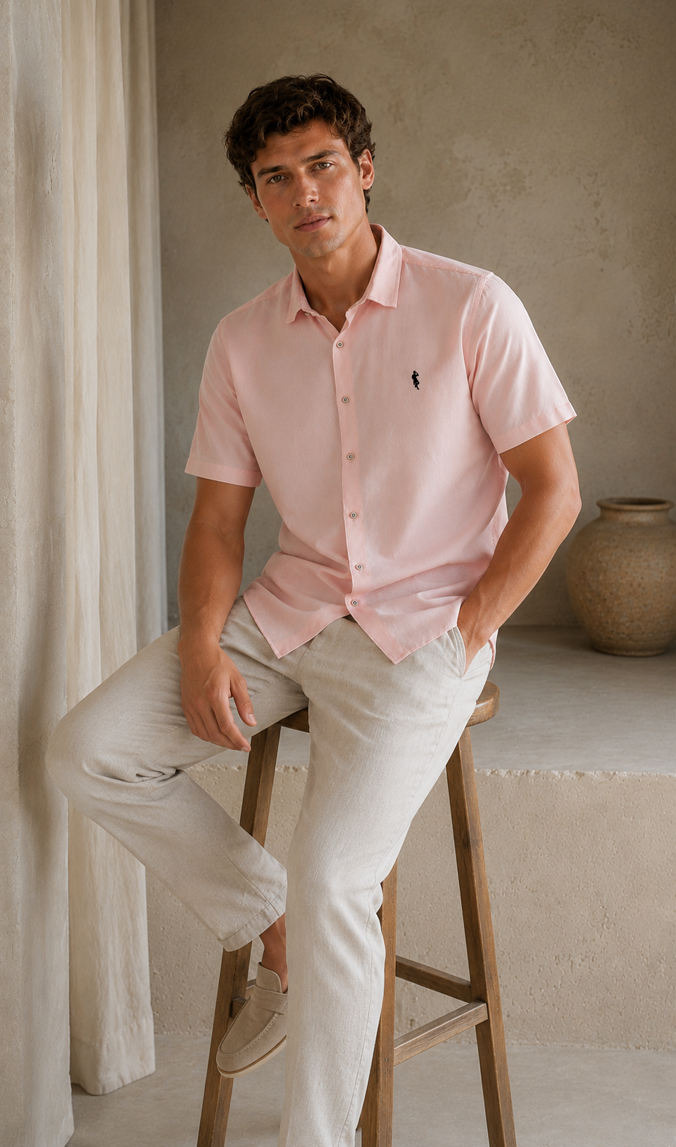 Camisa palo de rosa - Manga corta