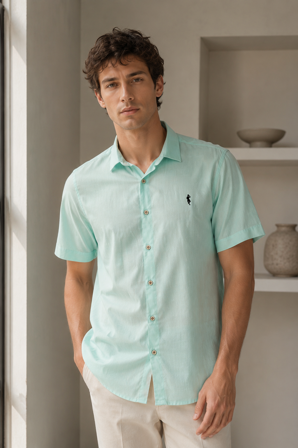 Camisa verde menta - Manga corta