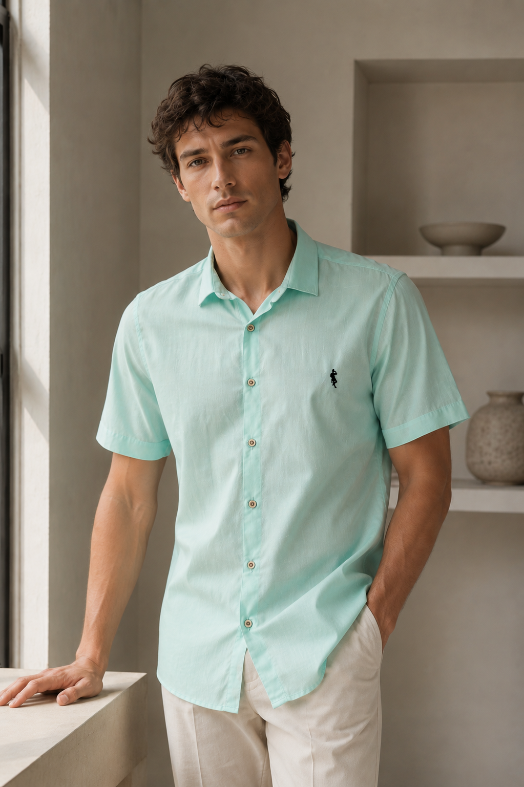 Camisa verde menta - Manga corta