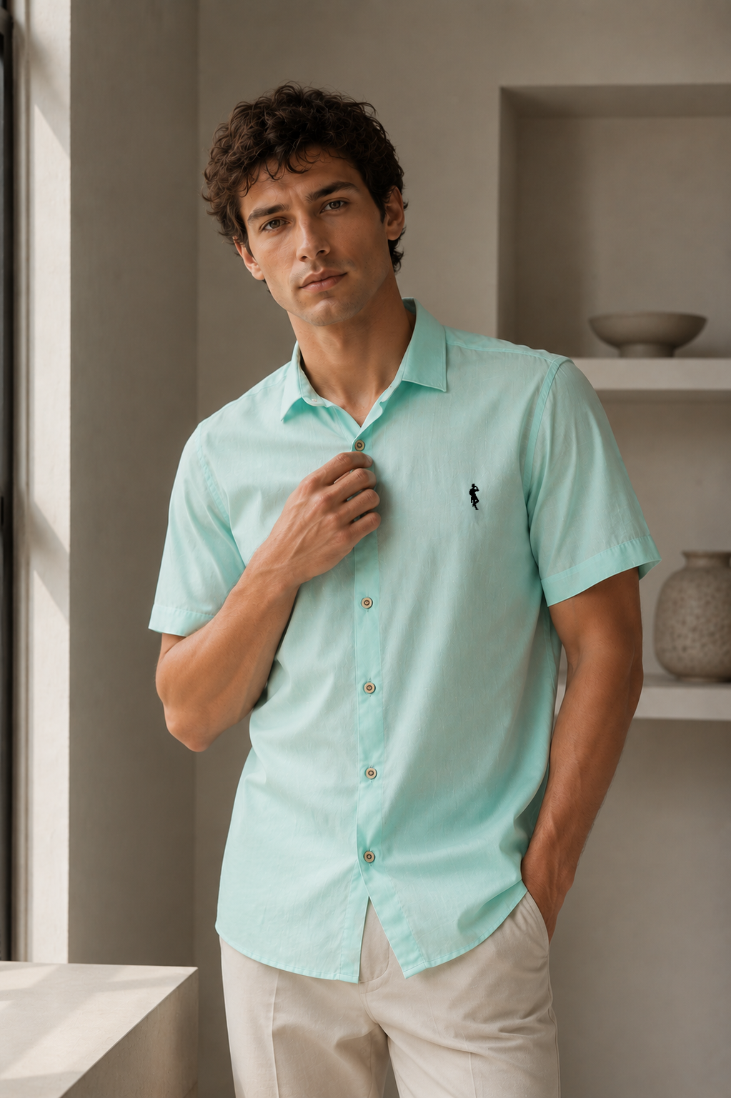 Camisa verde menta - Manga corta