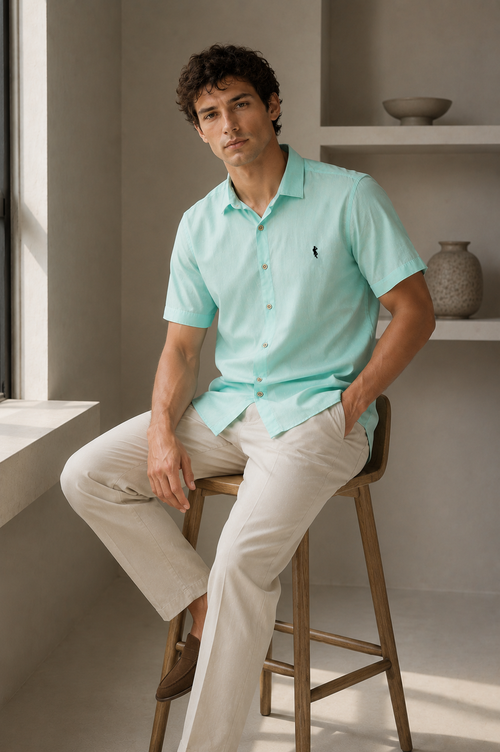 Camisa verde menta - Manga corta
