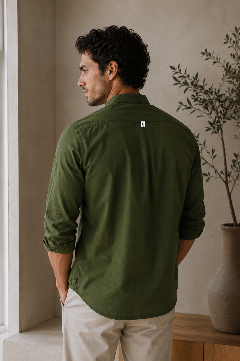 Camisa verde militar - Manga larga